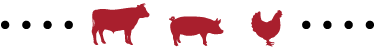 R and R BBQ graphic of a cow, pig and chicken